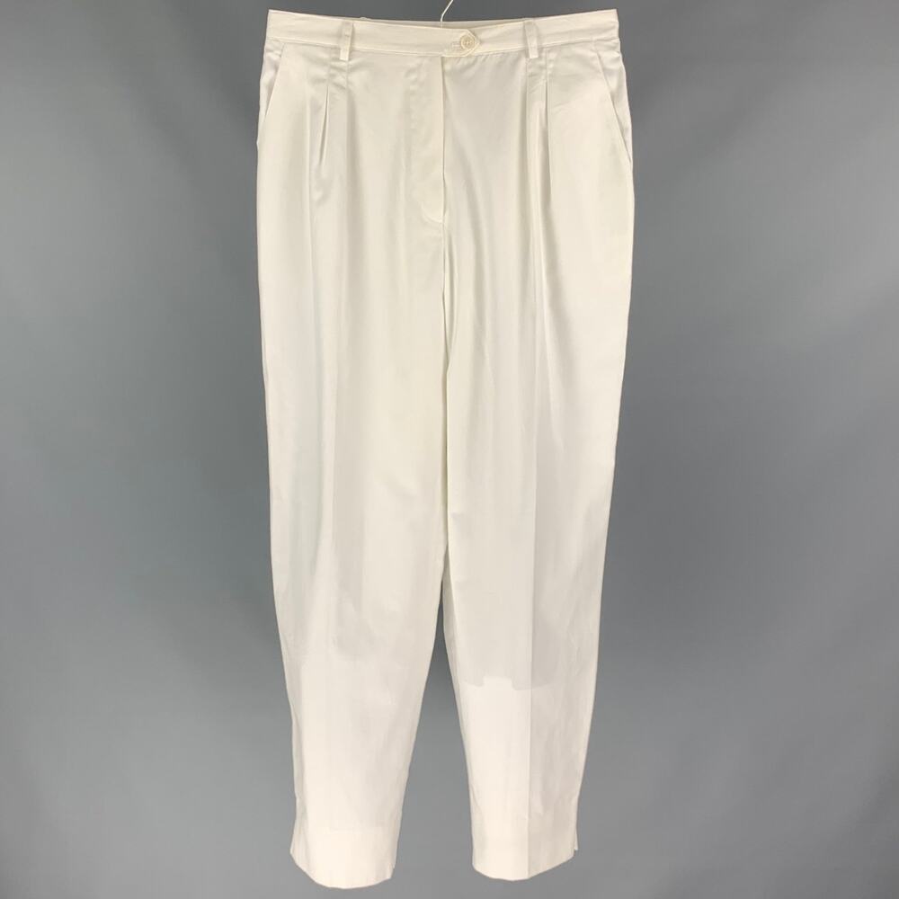 CHRISTIAN DIOR Size 31 White Pleated High Waisted Wide Leg Dress Pants